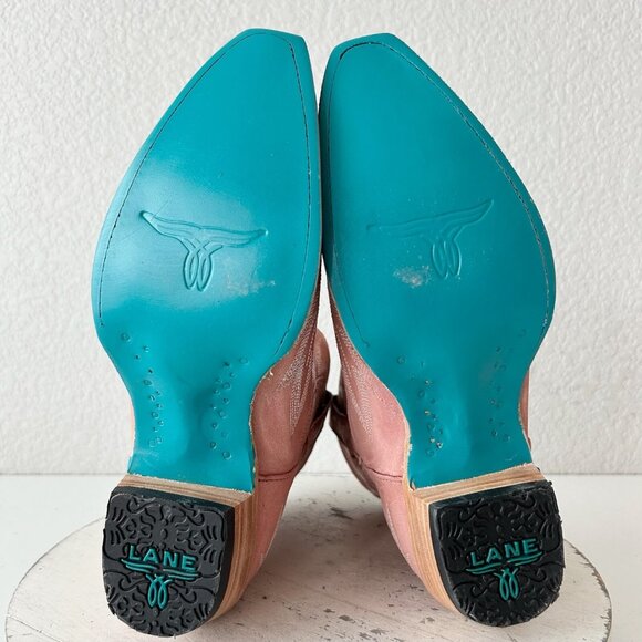 Lane LEXINGTON Womens Cowboy Bootie 8 Pink Western Cowgirl Short Ankle Boots - Picture 8 of 11